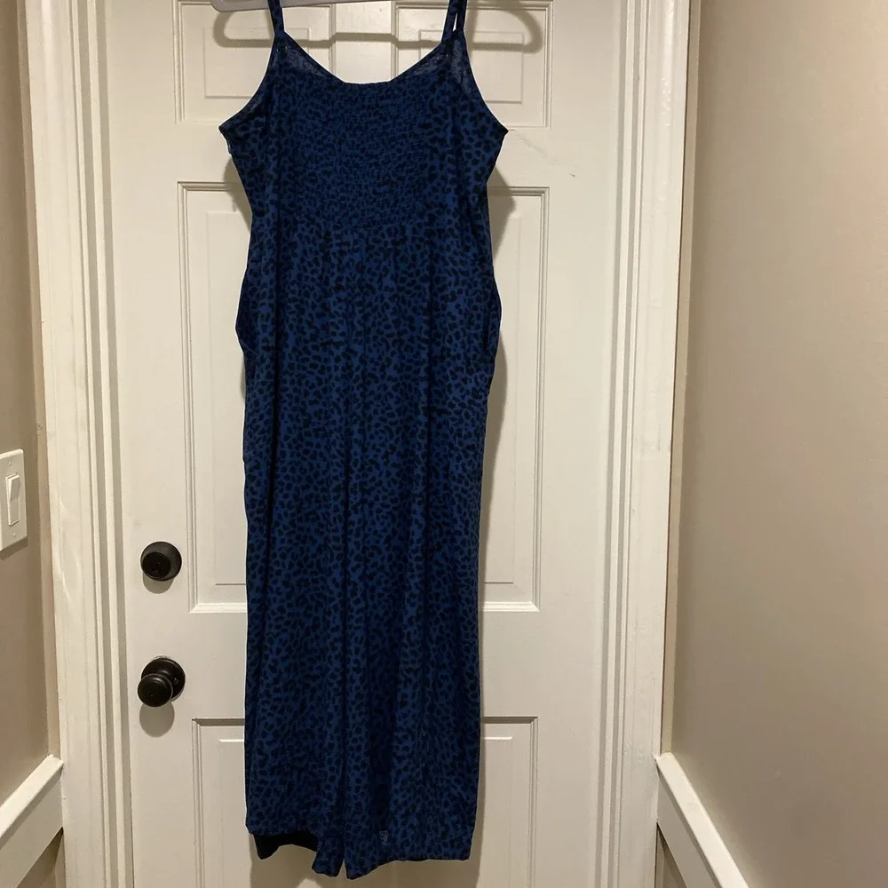 Apt 9 Women's Jumper Size 2XL Blue Black Animal Print Pockets Rouching Ash Strap